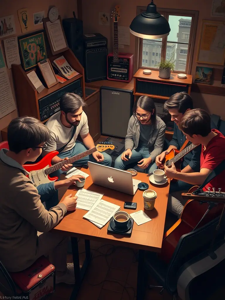 An image of artists collaborating during a residency program, highlighting the creative environment fostered by MBS MA BANDE SON.